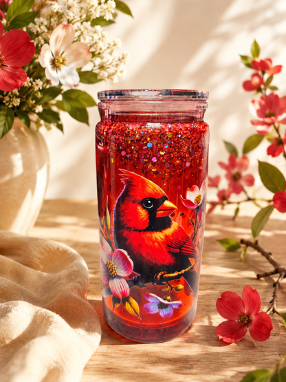 Cardinal Bloom Snow Globe Tumbler 20oz one of a kind