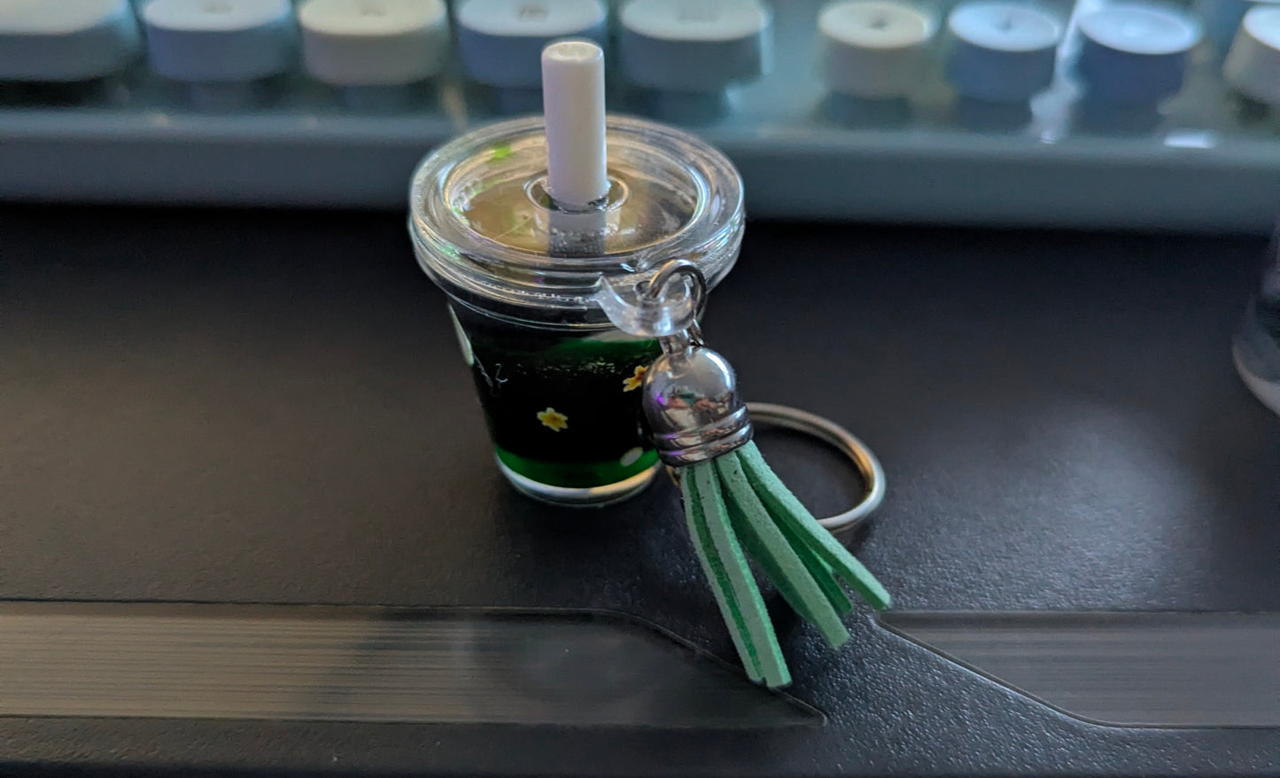Flat top style mini tumbler keychain